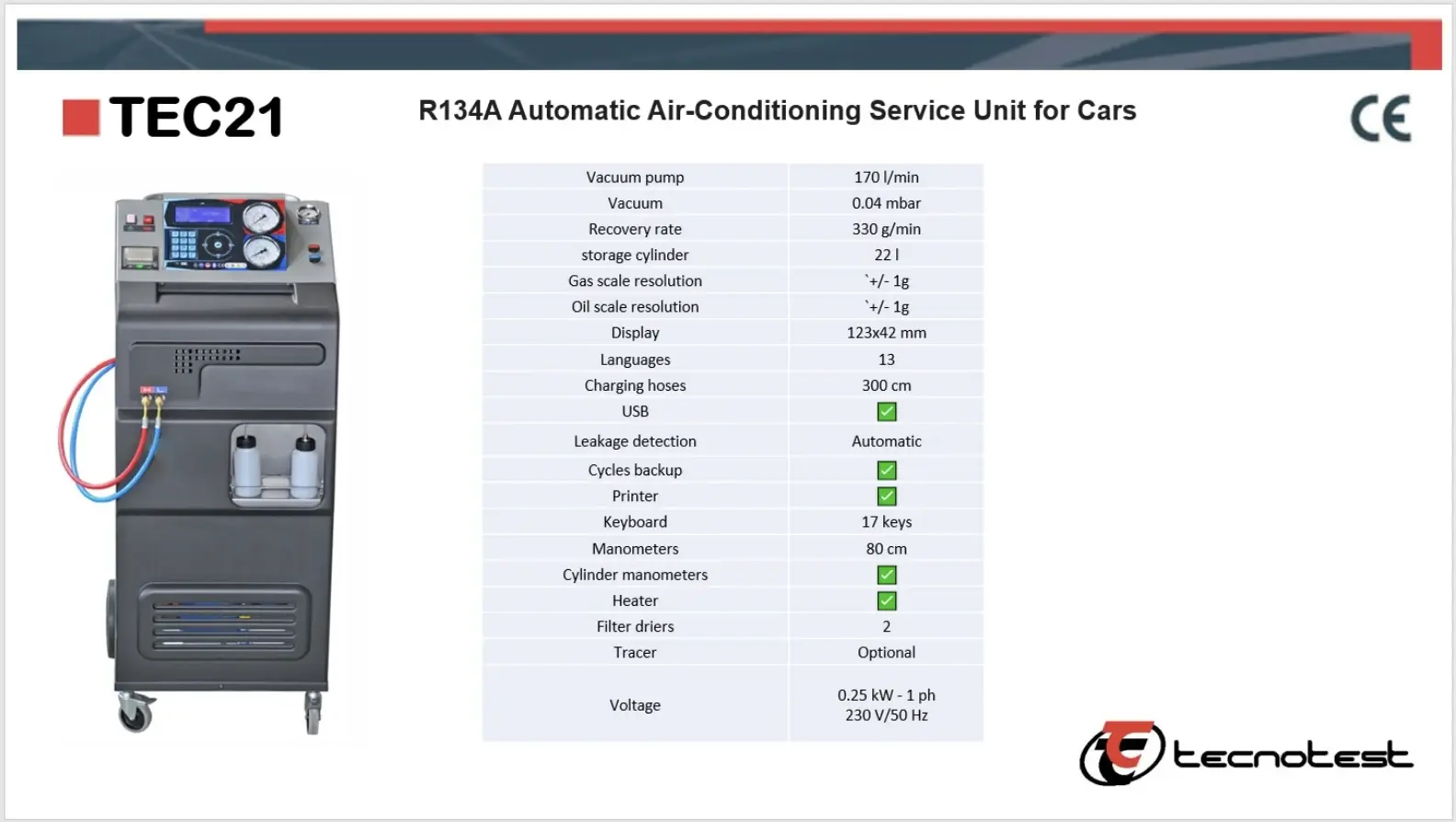TEC21 — A/C Service Unit for Cars